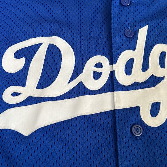 MLB Authentic Majestic Blue LA Dodgers Adult Little League Patch Jersey Sz Large - Picture 4 of 12